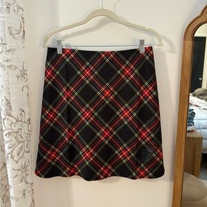 J. Crew Tartan A-Line Skirt in Black and Red